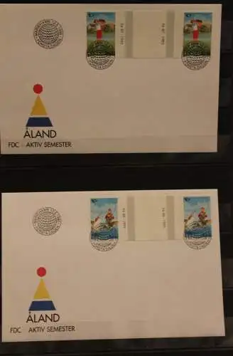 Finnland - Aland 1995; NORDEN, Zwischenstegpaare auf 2 FDC; MiNr. 102 ZW-103 ZW