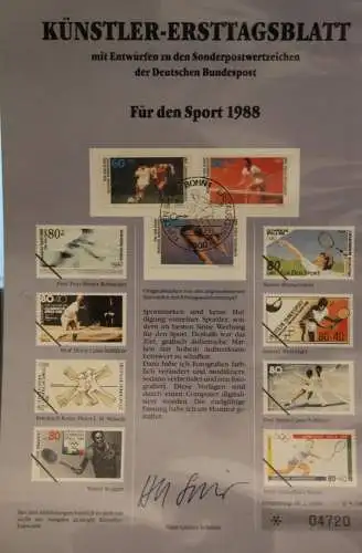 BRD;Sonderblatt,Künstler-Erstagsblatt,Gedenkblatt : "Für den Sport 1988", nummeriert
