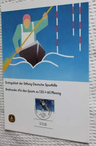 BRD;Sonderblatt,Erstagsblatt,Gedenkblatt Deutsche Sporthilfe: "Für den Sport", Bonn 1985; Kanu
