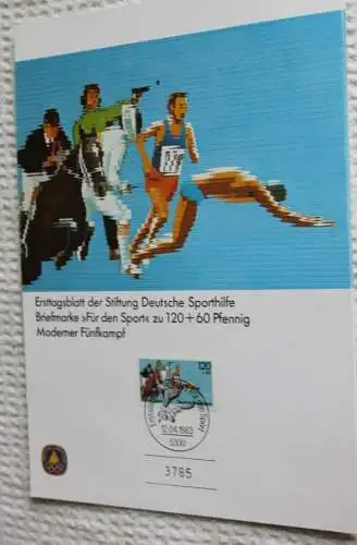 BRD;Sonderblatt,Erstagsblatt,Gedenkblatt Deutsche Sporthilfe: "Für den Sport", Bonn 1983; Moderner Fünfkampf