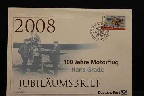 Deutschland; Jubiläumsbrief 2008: 100 Jahre Motorflug Hans Grade