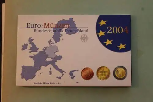 Deutschland, Kursmünzensatz Euro-Münzen, Spiegelglanz (PP) 2004, A