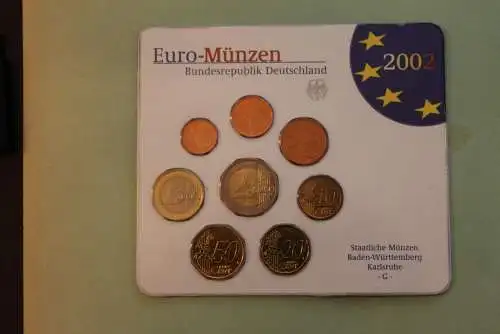 Deutschland, Kursmünzensatz Euro-Münzen, Stempelglanz (stg) 2002, G