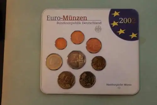 Deutschland, Kursmünzensatz Euro-Münzen, Stempelglanz (stg) 2002, J