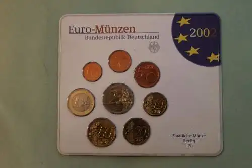 Deutschland, Kursmünzensatz Euro-Münzen, Stempelglanz (stg) 2002, A