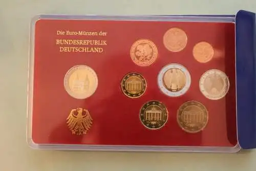 Deutschland, Kursmünzensatz; Euro-Umlaufmünzenserie 2006 F, Spiegelglanz (PP)