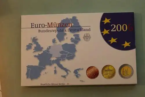 Deutschland, Kursmünzensatz; Euro-Umlaufmünzenserie 2006 A, Spiegelglanz (PP)