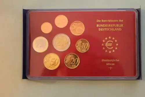 Deutschland, Kursmünzensatz; Euro-Umlaufmünzenserie 2005 J, Spiegelglanz (PP)