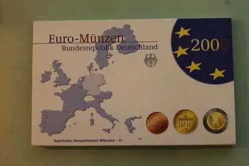 Deutschland, Kursmünzensatz; Euro-Umlaufmünzenserie 2005 D, Spiegelglanz (PP)