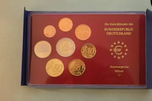 Deutschland, Kursmünzensatz; Euro-Umlaufmünzenserie 2004 J, Spiegelglanz (PP)