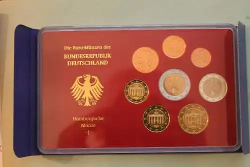 Deutschland, Kursmünzensatz; Euro-Umlaufmünzenserie 2004 J, Spiegelglanz (PP)