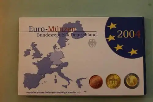 Deutschland, Kursmünzensatz; Euro-Umlaufmünzenserie 2004 G, Spiegelglanz (PP)