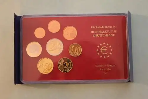 Deutschland, Kursmünzensatz; Euro-Umlaufmünzenserie 2002 G, Spiegelglanz (PP)