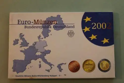 Deutschland, Kursmünzensatz; Euro-Umlaufmünzenserie 2002 F, Spiegelglanz (PP)