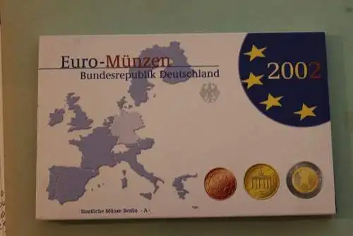 Deutschland, Kursmünzensatz; Euro-Umlaufmünzenserie 2002 A, Spiegelglanz (PP)