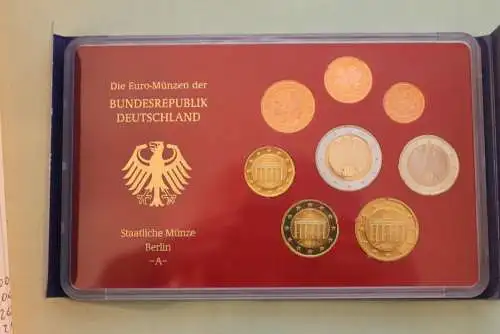 Deutschland, Kursmünzensatz; Euro-Umlaufmünzenserie 2002 A, Spiegelglanz (PP)