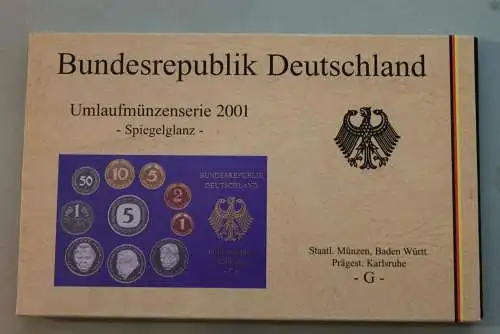 Deutschland, Kursmünzensatz; Umlaufmünzenserie 2001 G, Spiegelglanz (PP)