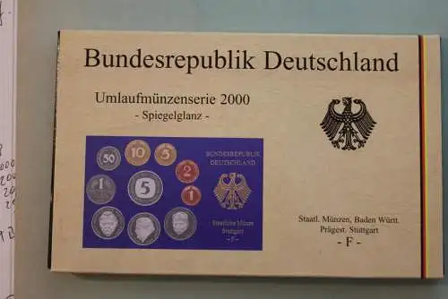 Deutschland, Kursmünzensatz; Umlaufmünzenserie 2000 F, Spiegelglanz (PP)