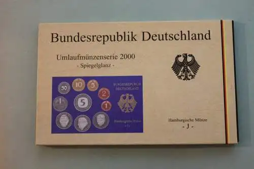 Deutschland, Kursmünzensatz; Umlaufmünzenserie 2000 J, Spiegelglanz (PP)
