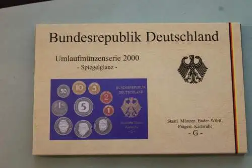 Deutschland, Kursmünzensatz; Umlaufmünzenserie 2000 G, Spiegelglanz (PP)