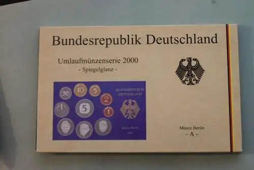 Deutschland, Kursmünzensatz; Umlaufmünzenserie 2000 A, Spiegelglanz (PP)