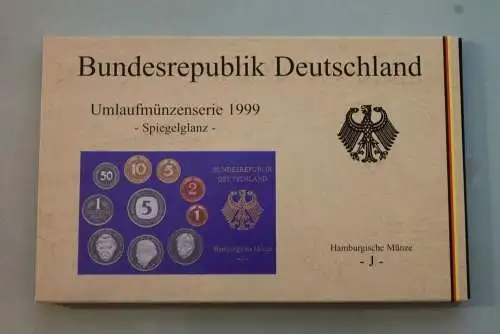 Deutschland, Kursmünzensatz; Umlaufmünzenserie 1999 J, Spiegelglanz (PP)