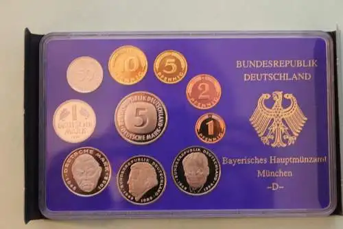 Deutschland, Kursmünzensatz; Umlaufmünzenserie 1999 D, Spiegelglanz (PP)