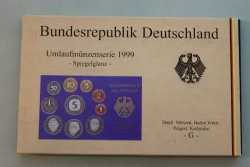 Deutschland, Kursmünzensatz; Umlaufmünzenserie 1999 G, Spiegelglanz (PP)