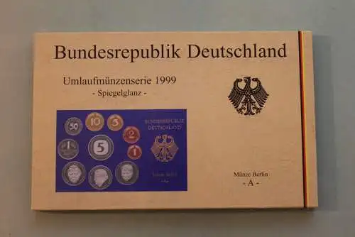 Deutschland, Kursmünzensatz; Umlaufmünzenserie 1999 A, Spiegelglanz (PP)