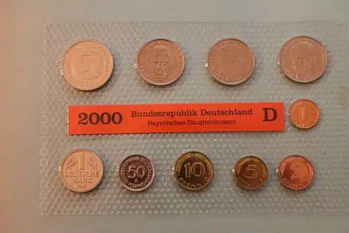 Deutschland, Kursmünzensatz Stempelglanz (stg), 2000 D