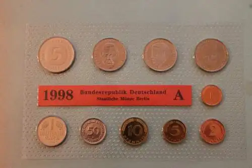 Deutschland, Kursmünzensatz Stempelglanz (stg), 1998 A