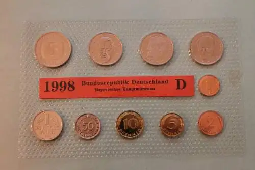 Deutschland, Kursmünzensatz Stempelglanz (stg), 1998 D