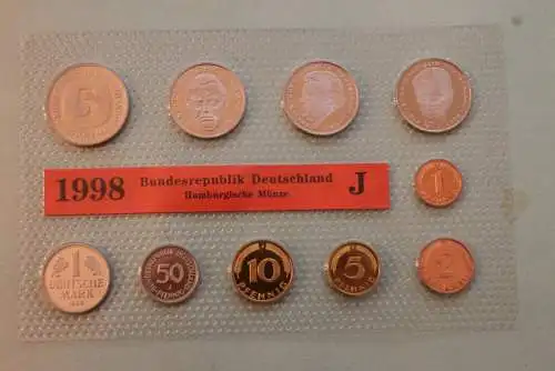 Deutschland, Kursmünzensatz Stempelglanz (stg), 1998 J