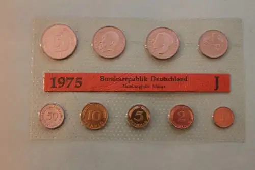 Deutschland, Kursmünzensatz Stempelglanz (stg), 1975 J