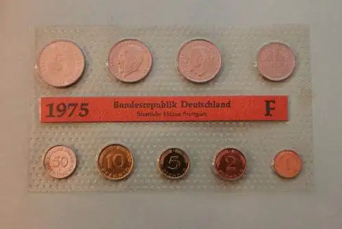 Deutschland, Kursmünzensatz Stempelglanz (stg), 1975 F