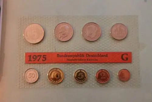 Deutschland, Kursmünzensatz Stempelglanz (stg), 1975 G