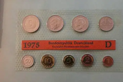 Deutschland, Kursmünzensatz Stempelglanz (stg), 1975 D