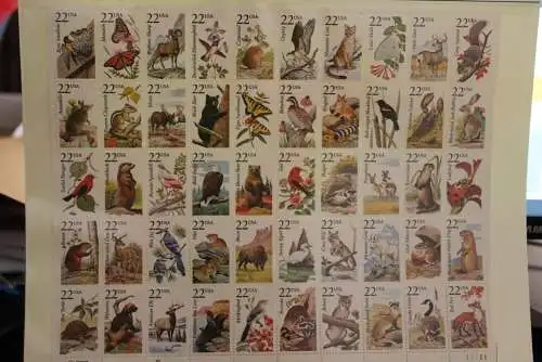 USA 1987; Tiere, Nordamerikanische Fauna; MiNr. 1883-1932; 50 Werte als ZD auf Bogen, MNH,