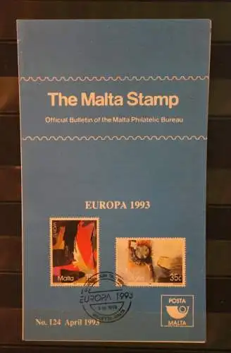 Malta, Europa 1993, Official Bulletin of the Posta Malta; MiNr. 904-05; Ersttags-Sonderstempel