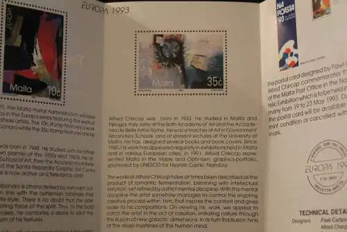 Malta, Europa 1993, Official Bulletin of the Posta Malta; MiNr. 904-05; Ersttags-Sonderstempel