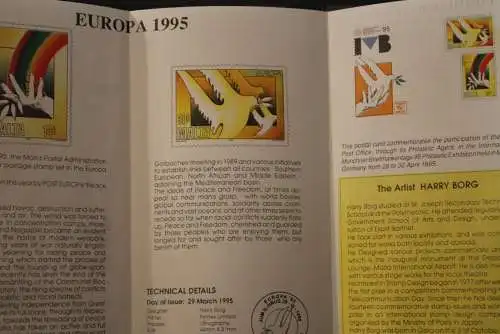 Malta, Europa 1995, Official Bulletin of the Posta Malta; MiNr. 954-55; Ersttags-Sonderstempel