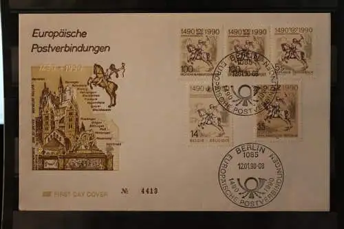 DDR; 500 Jahre Post; FDC Fünfländer Frankatur, Stempel Ost-Berlin 1990