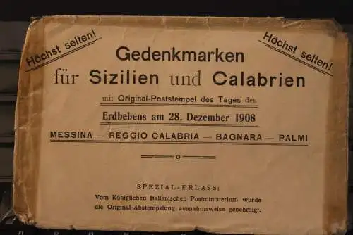 Italien; Sizilien und Calabrien; Erdbeben-Gedenkmarken 28. Dezember 1908