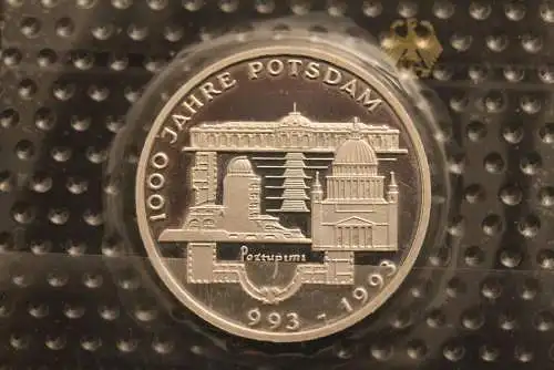 Bundesrepublik Deutschland; 10 Deutsche Mark; 1993; 1000 Jahre Potsdam, Silber; PP; Jäger-Nr. 455