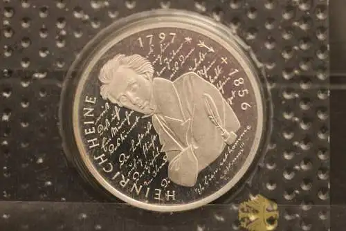 Bundesrepublik Deutschland; 10 Deutsche Mark; 1997; Heinrich Heine, Silber; PP; Jäger-Nr. 466