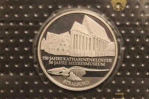 Bundesrepublik Deutschland; 10 Deutsche Mark; 2001; Katharinenkloster Stralsund, Silber; PP; Münzstätte F, Jäger-Nr. 479