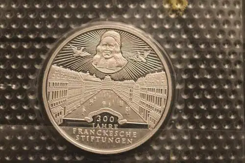 Bundesrepublik Deutschland; 10 Deutsche Mark; 1998; Francksche Stiftungen, Silber; Münzstätte J, PP; Jäger-Nr. 470