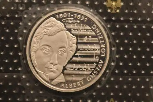 Bundesrepublik Deutschland; 10 Deutsche Mark; 2001; Albert Lortzing, Silber; PP; Münzstätte A, Jäger-Nr. 478