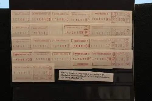 Schweiz, Schalter - Frankiermaschinen Label; 1981; ATM-Vorläufer, 21 Verschiedene, Ersttag, MNH