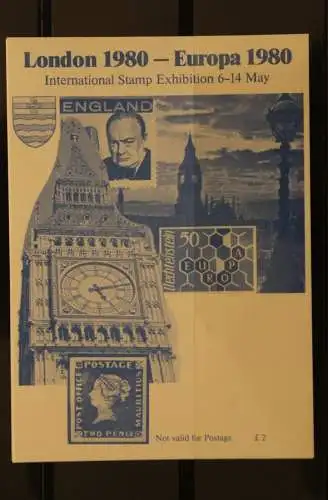 Großbritannien, LONDON 1980; Vignette blaues, dickes Papier, dunkler Druck